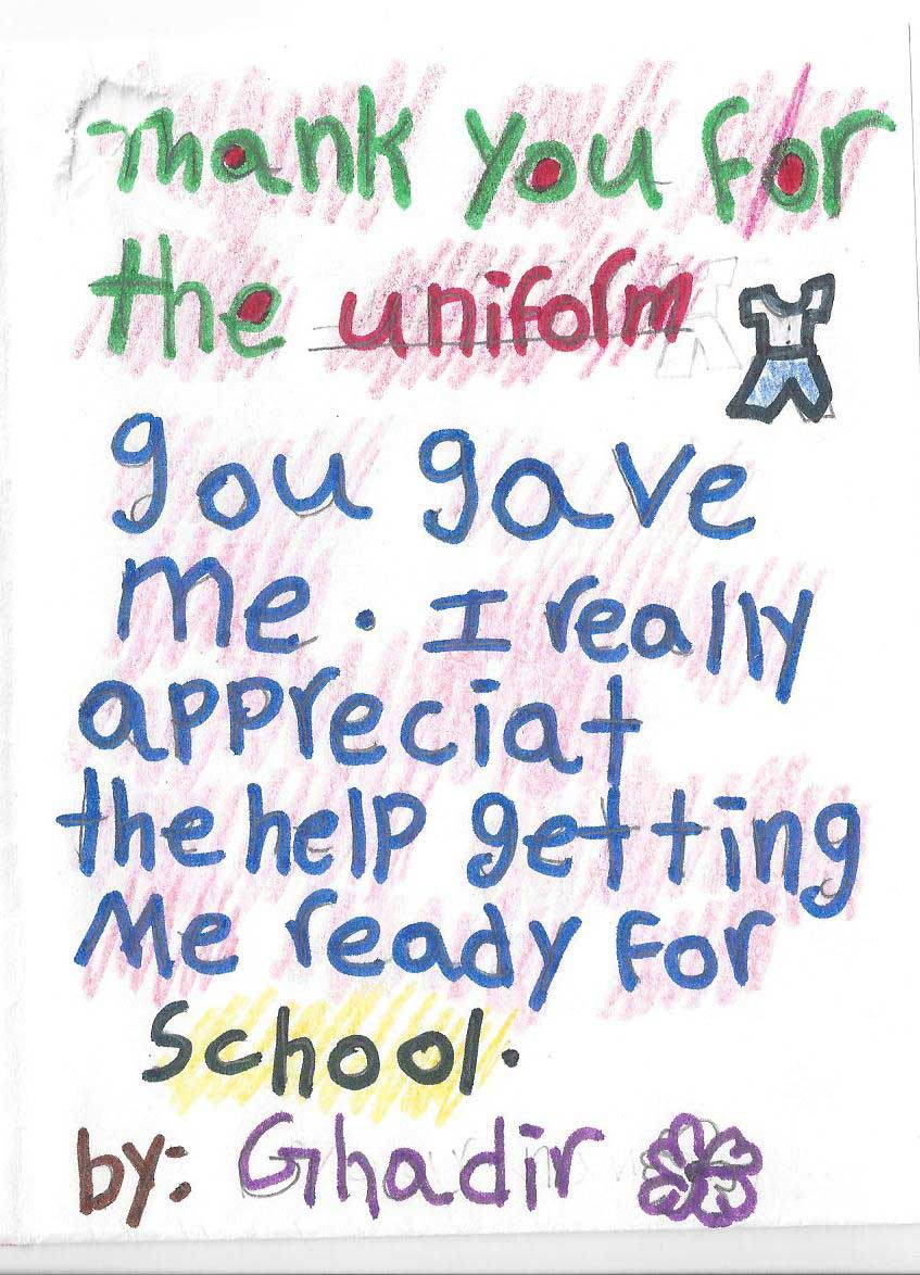 The Little Bit Foundation student thank-you notes