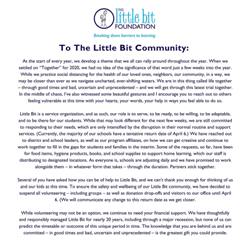 COVID-19: Message to Little Bit Community